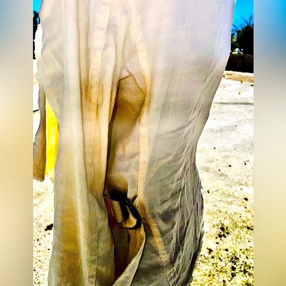 FREE PEOPLE Eggshell Femme Raw Edge Linen Blend Waterfall Blazer Buckles! Small - Picture 6 of 10